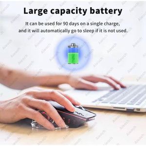 Souris De Jeu Sans Fil USB Double Mode Rechargeable 7 Boutons 2.4Ghz Bluetooth Silencieuse