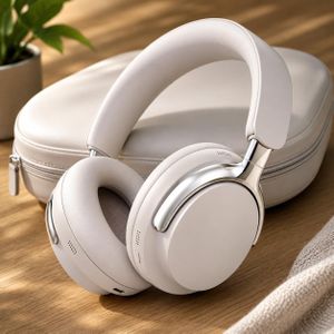 Casque Bluetooth Premium avec un étui de transport rigide - Blanc