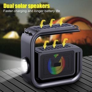 Haut-Parleur Enceinte Sans Fil à énergie Solaire Pour Fêtes, Extérieur, Maison Et Chambre
