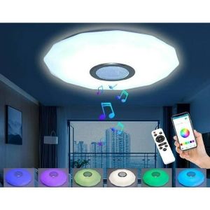 Plafonnier avec télécommande Bluetooth pour la musique, 30 cm, 36 W, couleurs blanc/blanc chaud/RVB, effets d'éclairage dynamiques