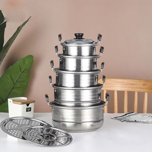 Marmite à Soupe En Acier Inoxydable 410-5 Pcs+2 Tranches Cuites à La Vapeur