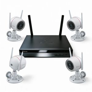 EZVIZ Kit Vidéosurveillance Wi-Fi  4MP -NVR + 4 Caméras Intelligentes (Sirène & Flash) - Extensible jusqu'à 8 Caméras-SANS DISQUE DUR