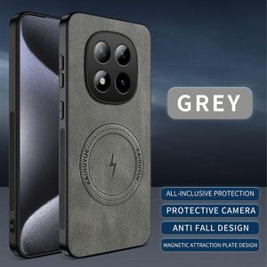 Autre Coque de proction avec une couche de Cuir PU Magsafe pour Redmi Note 15 Pro+ 5G / Redmi Note 15 Pro 4G, compatible avec la charge sans fil - Gris