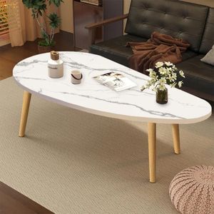 Chic table de thé moderne idéal pour la terrasse,jardin ou le balcon /blanche imitation marbre/ en  bois./70×40×70cm