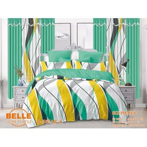 Belle Lot Complet : 2 Draps + 2 Taies + 2 Rideaux – Design Élégant et Confort Assuré