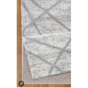 Tapis de salon poillu longue douce 152x213 Gris blanc 