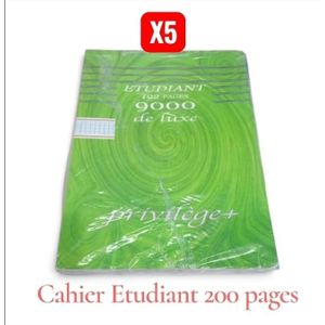 Privilege Cahier Etudiant 200 pages lot de 5 (petit careau)