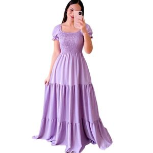 Robe longue élégante, chic et décontractée en mousseline de soie à une épaule de haute qualité, de style européen et américain, pour femmes, douce pour le printemps et l'été, robe  de couleur unie, longue pendule, manches bulles, style sexy.