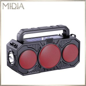 MIDIA Haut-parleur Bluetooth avec super basses avec FM, haut-parleur Mp3 Alimentation solaire-rouge