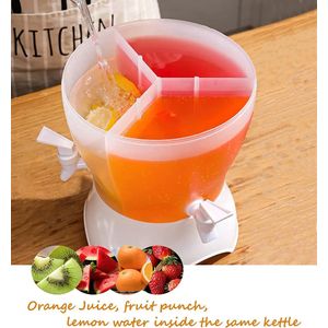 Distributeur de boissons d'eau froide, carafe ronde transparente de grande capacité de 5,5 l, distributeur de jus de boissons froides avec 3 robinet rotative 