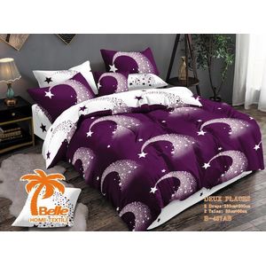 Belle Lot de 2 Draps et 2 Taies - Confort et Élégance pour Lit 3 Places-Violet- blanc