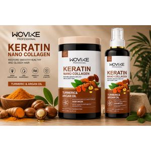WOVIKE Professional – Pack Keratin Nano Collagen Curcuma & Huile d’Argan (Shampooing + Masque)