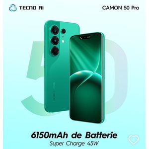 Tecno CAMON 50 PRO - 6500MAH- 256Go - 8Go Ram - Android  16 - IA -  CHARGE  RAPIDE - MEDIATEK HELIO 200 - v