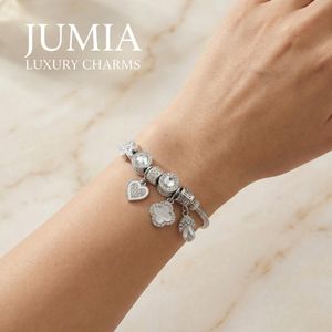 Bracelet Charm Romantique pour Femme - Chaîne Serpent Dorée à la Bombe avec Fleur Trèfle Cœur Pendentif Aurora, Bijoux à la Mode