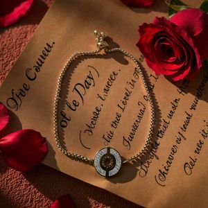 In Gourmette Femme Cercle Luxe en Acier Inoxydable Doré – Cristaux Brillants