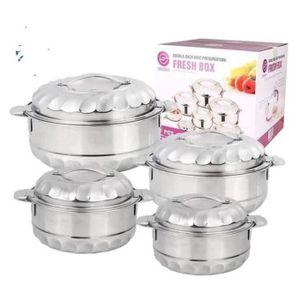 Lot de quatre plats isothermes en acier inoxydable  HG