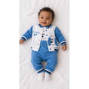 Ensemble En  Coton Bleu Blanc Pour Bébé