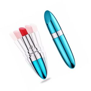  Mini Vibromasseur en forme de Rouge à Lèvres , Mini Vibro Discret Bleu.