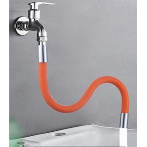 Tuyau Flexible D’extension De Robinet 50cm Rotatif  En Silicone -Orange.