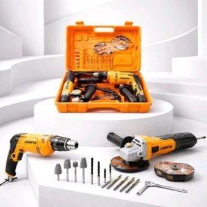 COOFIX Perceuse + Meuleuse + Coffret et 22 Accessoires - Jaune