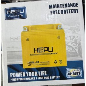 Puissante batterie HEPU 12V 9Ah avec Ampoule 12 V pince et interrupteur offert