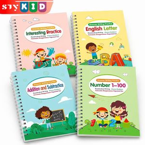 STY Enfants English Groove Copybook 4-Pack éducatif 3D Groove Design 4-en-1 Copybook d’apprentissage pour 3-5 ans