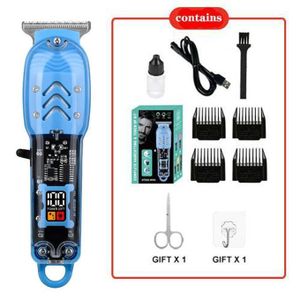 Kingnote Le coupe-courts et rasoir intelligent rechargeable est livré avec un rasoir, une bouteille d'huile, un brosse, un câble de charge et un guide utilisateur - bleu
