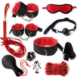 SEXTOYS Kit Spécial de Soumission SM 10 éléments Rouge_Noir  Simili cuir