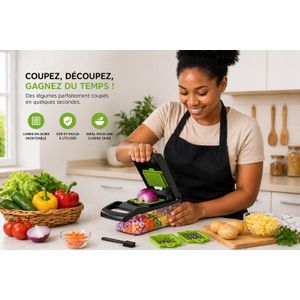 Article  Coupe-Légumes Multifonction 16 Pièces – Veggie Slicer Manuel – Découpe Rapide Fruits & Légumes – Avec Bac de Récupération