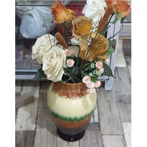 Grand Vase Décoratif Avec Fleurs Artificielles - Style Naturel Et Chaleureux