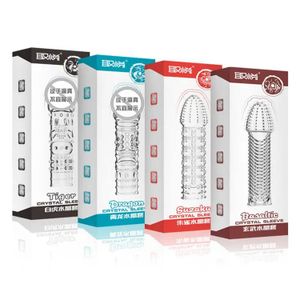 4 Gaine Crystal Sleeve Réutilisable - Manchon Stimulant en Silicone Souple (Modèles Variés)