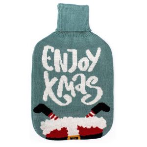 Modele unique, ENJOY XMAS , Bouillotte housse ultra-douce, 1 litre  anti-fuite, fantaisie bouillote avec poche, enfants et adultes soulage douleur, cou, dos, ventre, etc. relaxation musculaire, inflammation, douleurs menstruelles. Import France