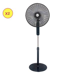 ATL Lot de 2 Ventilateurs Sur Pied - ATLVENT-16015P - 16" - 05 Helices - 3 Vitesses - 220V - 50 Hz - 45W - Noir - 02 Pcs - Crt