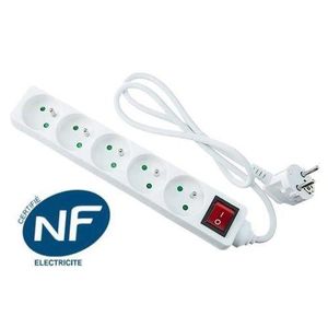 Rallonge electrique - Rallonge Multiprise - Rallonge  Avec Interrupteur - Certifiée NF - rallonge multiprise parafoudre - Blanc