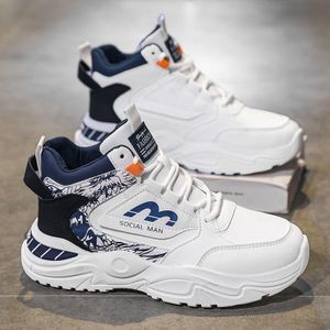 Baskets Montantes Homme Décontractées – Chaussures Sport Confortables Blanc/Bleu