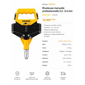 Riveteuse Manuelle Professionnelle DINGQI Heavy Duty