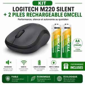 Logitech  Kit  M220 Silent + 2 Piles Rechargeables