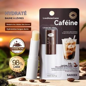 Baume à lèvres à l'essence de caféine - Hydratant et adoucissant, atténue les rides des lèvres, parfumé au café