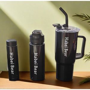 Lot de 3 gobelets de voiture avec anse et paille - Mug de voyage
