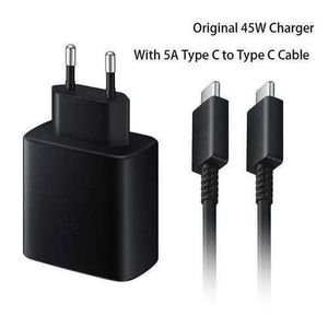 chargeur sumsung De Charge Rapide Original 2 Ports USB-C, Port USB-A- 65w,25w,15w Noir Sans Câble-NOIR