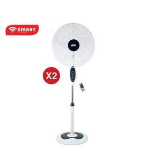 SMART TECHNOLOGY Deux Ventilateurs Smart 18’’ Avec Télécommande-STV-1840RCC(Lot de 2 dans un même carton)(2PC/CRT)-Blanc-60W-5 Hélices Garantie 1 Mois