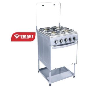 SMART TECHNOLOGY Cuisinière Silver Smart 4 Feux Inox Vitrée Avec Four (STC-5050SC)-Gris- Garantie 12 Mois