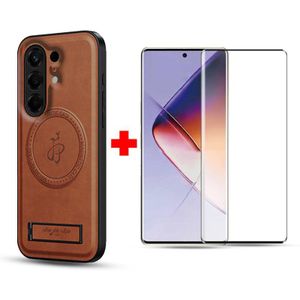 Tecno Pack Protection Coque en Cuir PU + Antichoc ultra HD - Compatible Camon 50 Pro 4G - Marron
