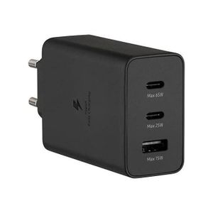 chargeur Samsung Boitier De Charge Rapide Original 2 Ports USB-C, Port USB-A- 65w,25w,15w Noir Sans Câble-NOIR