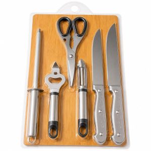 Ensemble couteaux de 7pcs, set d'ustensiles de cuisine en acier inoxydable.