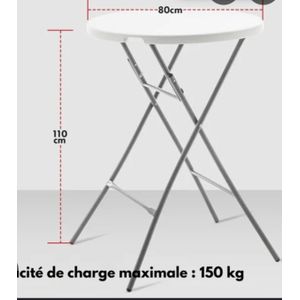 Tables pliante haute taille unique blanc 