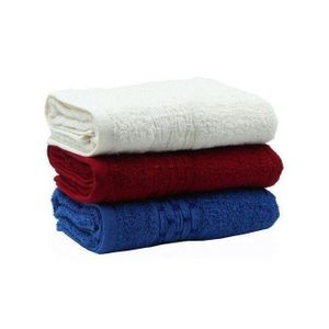 Mode +Lot De trois Grandes Serviettes De Bain Blanc, bleu et rouge Motif Multiple VV