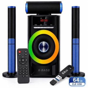 Système multimédia avec 3 enceintes, télécommande - Clé USB 64 Go offerte