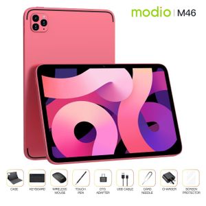 Modo M46 Tablette 10,1" avec clavier – 12Go de RAM, 512 Go de stockage, 8MP/20MP - Rose - Android 15., Wi-Fi 4-5G, Dual SIM, GPS (Fournie avec plusieurs accessoires) 12 MOIS GARANTIE