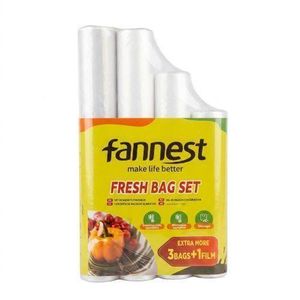 Fannest Kit De Conservation Alimentaire 4-En-1 – Set De 3 Rouleaux De Sachets Fraîcheur + 1 Rouleau De Film Étirable : Gardez Vos Aliments Frais Et Évitez Le Gaspillage !
